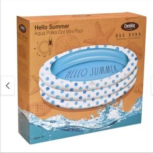 Rae Dunn HELLO SUMMER Outdoor Inflatable Water Kiddie Mini Pool - NEW